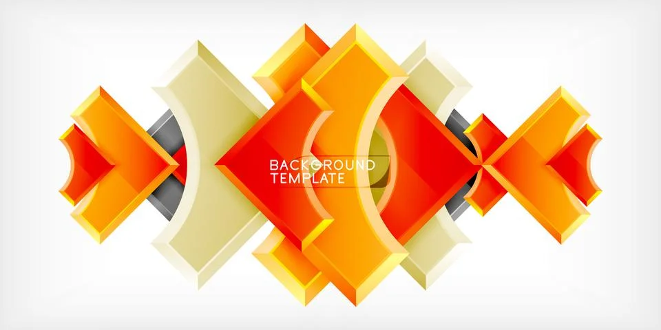 Arrow with round elements. Color geometric shapes background. Vector Illustrazione stock