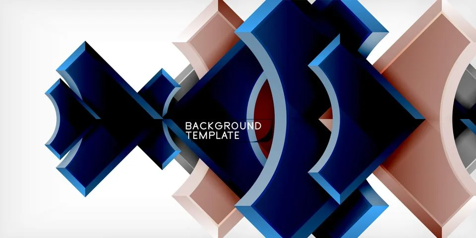 Arrow with round elements. Color geometric shapes background. Vector Stock Illustration