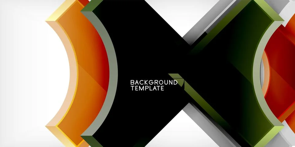 Arrow with round elements. Color geometric shapes background. Vector Illustrazione stock