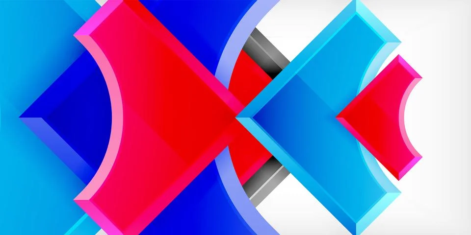 Arrow with round elements. Color geometric shapes background. Vector 스톡 일러스트