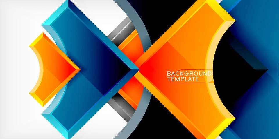 Arrow with round elements. Color geometric shapes background. Vector Stock Illustration