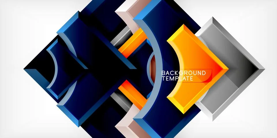 Arrow with round elements. Color geometric shapes background. Vector Stock Illustration
