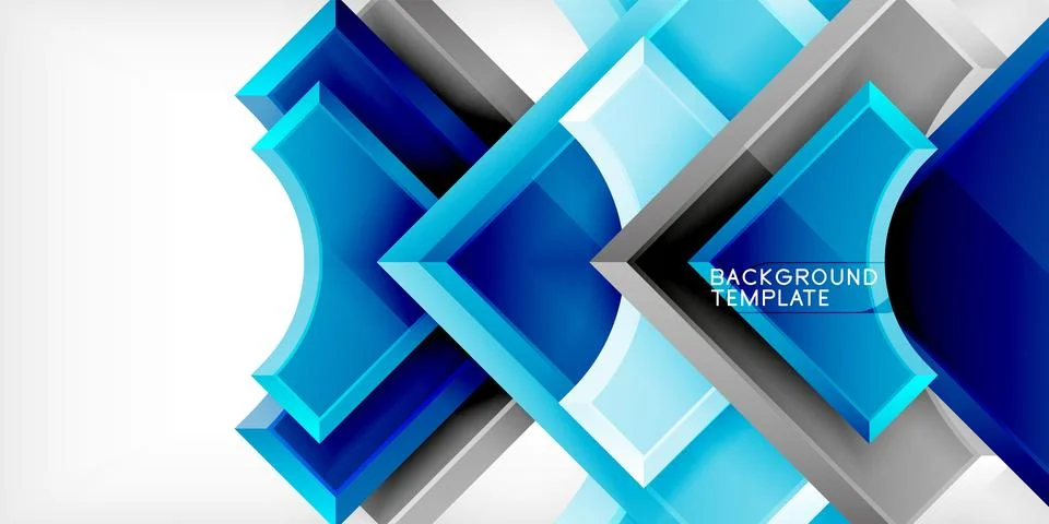 Arrow with round elements. Color geometric shapes background. Vector Stock Illustration
