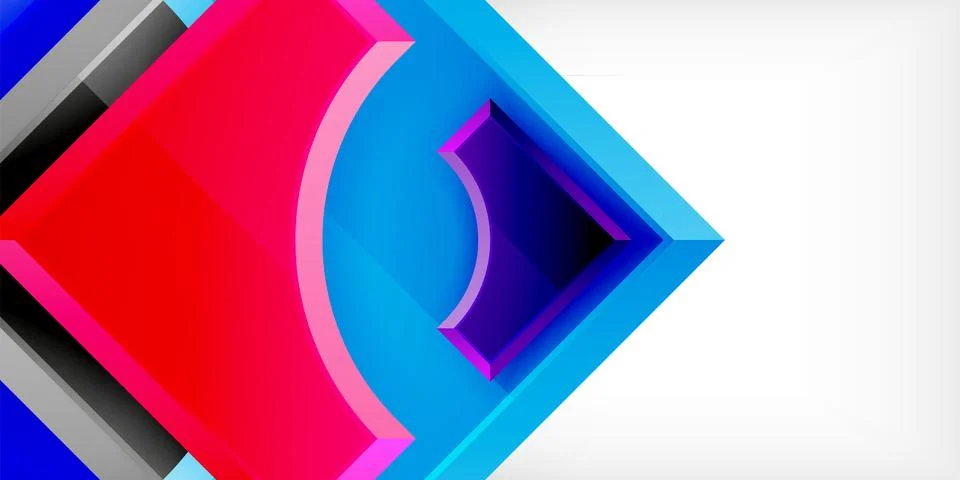 Arrow with round elements. Color geometric shapes background. Vector Stock Illustration