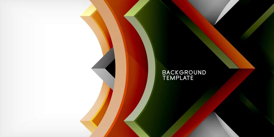 Arrow with round elements. Color geometric shapes background. Vector Stock Illustration