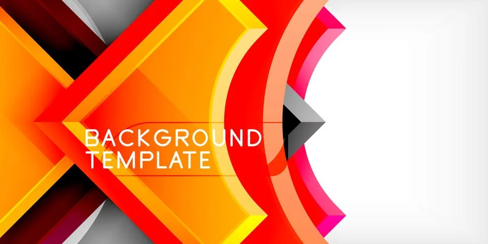 Arrow with round elements. Color geometric shapes background. Vector Stock Illustration