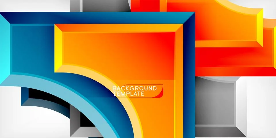 Arrow with round elements. Color geometric shapes background. Vector 스톡 일러스트