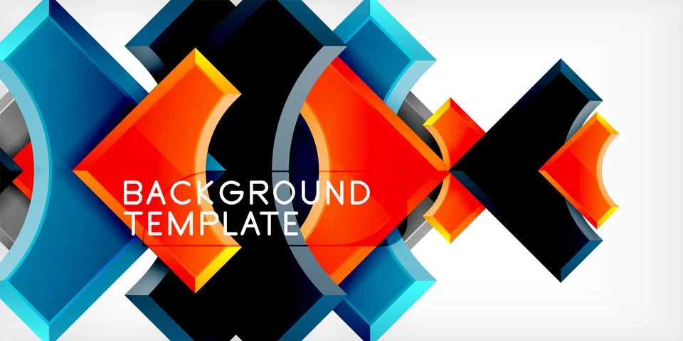Arrow with round elements. Color geometric shapes background. Vector Illustrazione stock