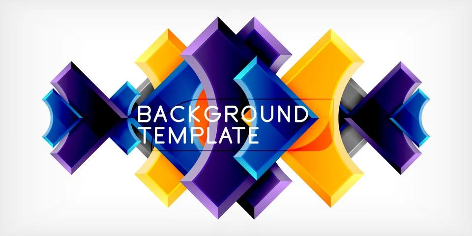 Arrow with round elements. Color geometric shapes background. Vector Stock Illustration