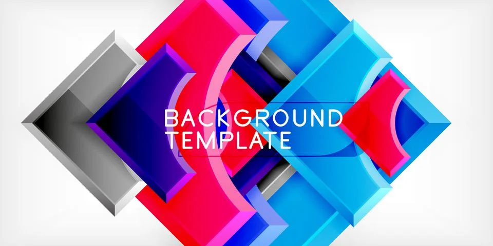 Arrow with round elements. Color geometric shapes background. Vector Illustrazione stock