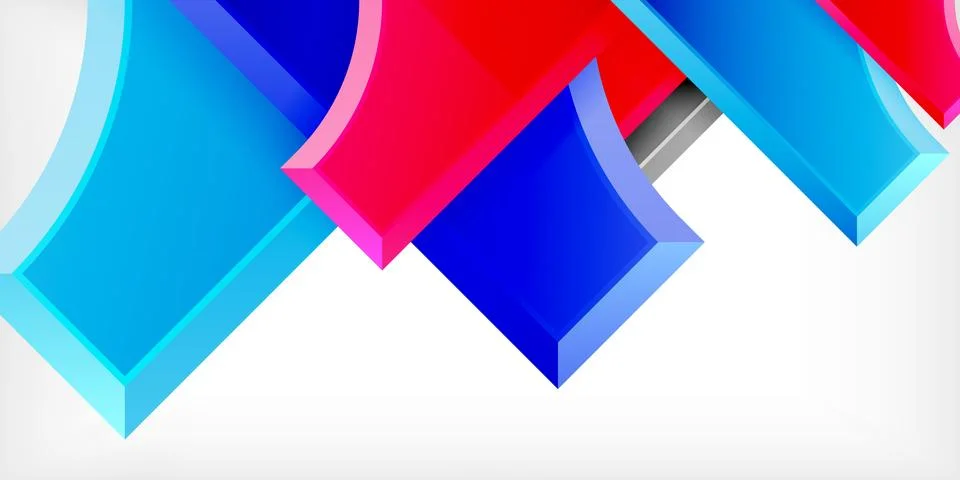 Arrow with round elements. Color geometric shapes background. Vector Illustrazione stock