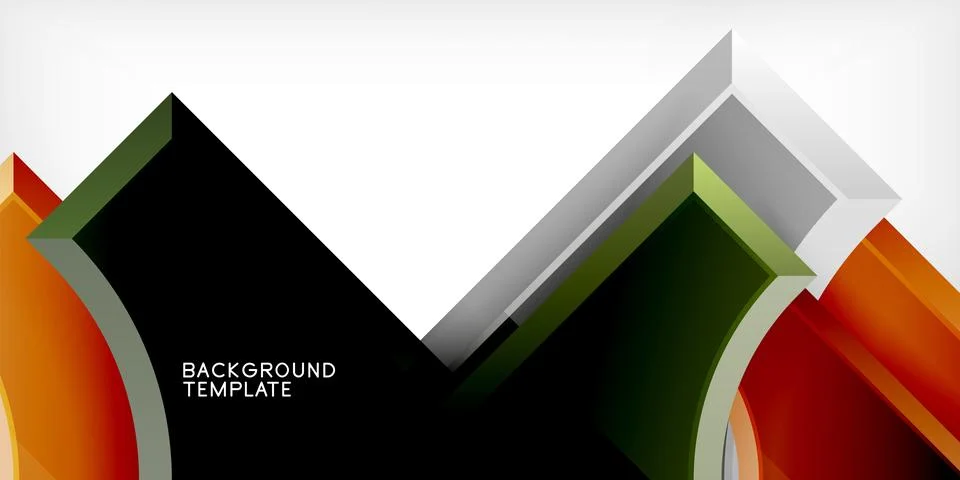 Arrow with round elements. Color geometric shapes background. Vector 스톡 일러스트