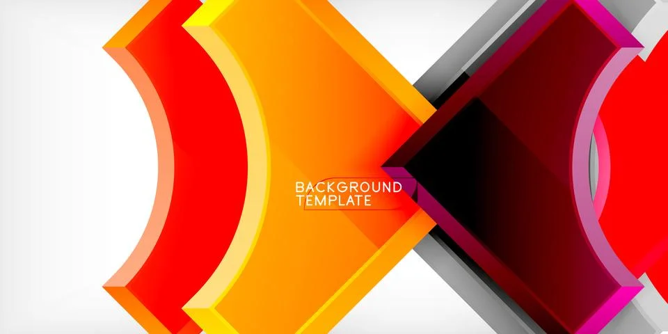 Arrow with round elements. Color geometric shapes background. Vector Stock Illustration