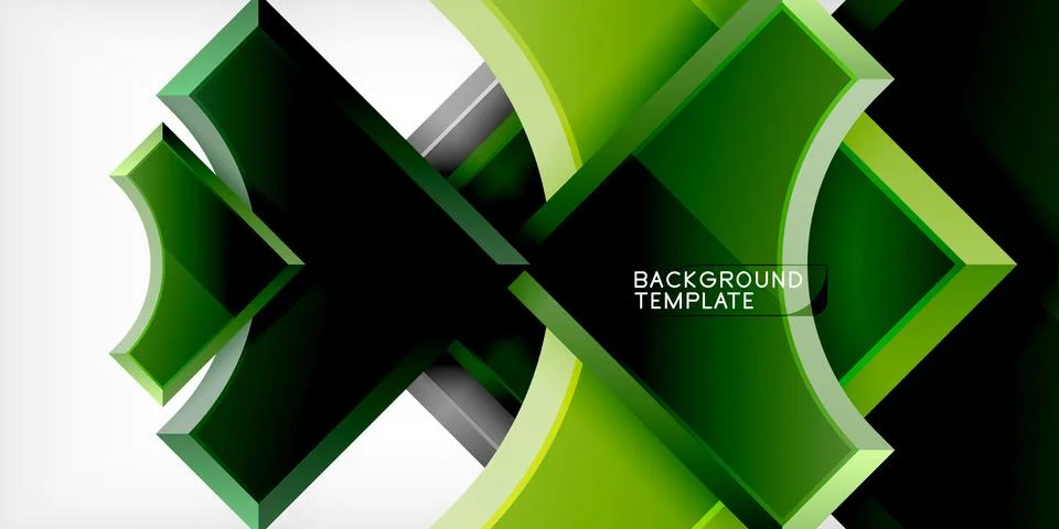 Arrow with round elements. Color geometric shapes background. Vector Stock Illustration