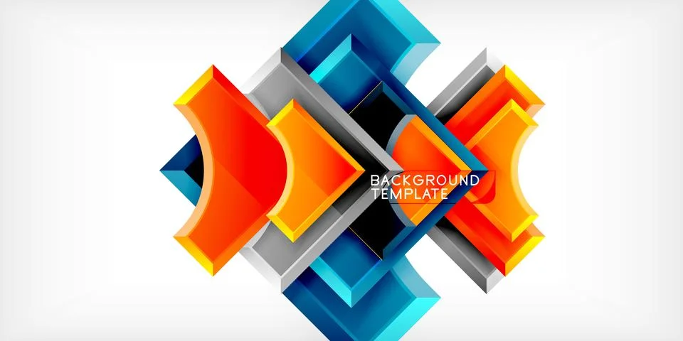 Arrow with round elements. Color geometric shapes background. Vector 스톡 일러스트