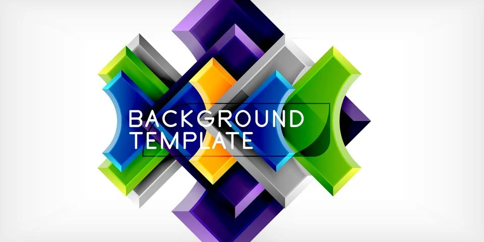 Arrow with round elements. Color geometric shapes background. Vector Stock Illustration