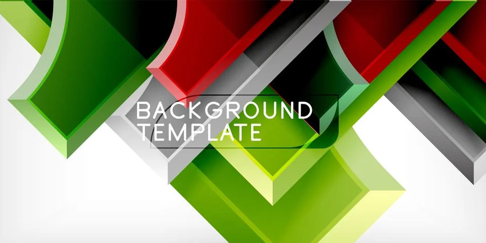 Arrow with round elements. Color geometric shapes background. Vector Illustrazione stock