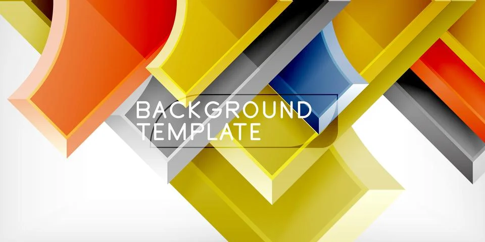 Arrow with round elements. Color geometric shapes background. Vector Illustrazione stock