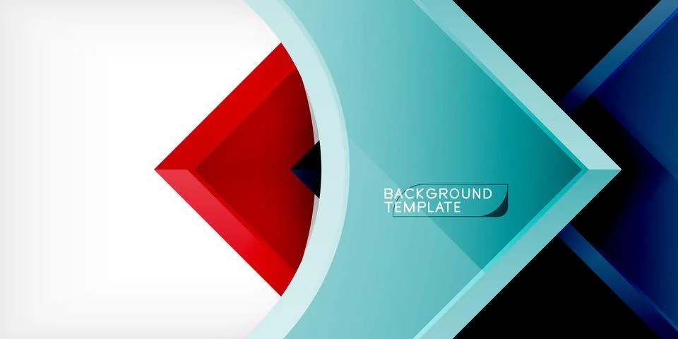 Arrow with round elements. Color geometric shapes background. Vector Stock Illustration