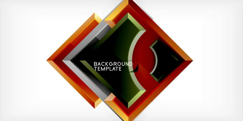 Arrow with round elements. Color geometric shapes background. Vector Stock Illustration