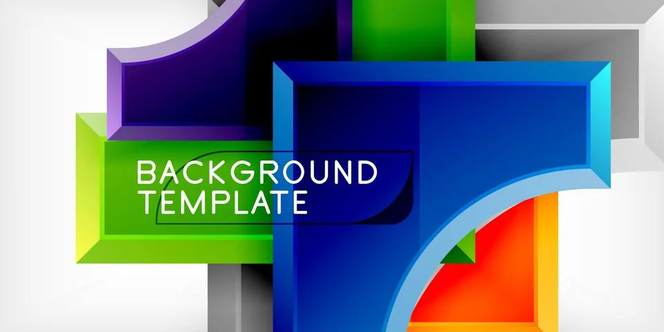 Arrow with round elements. Color geometric shapes background. Vector Illustrazione stock