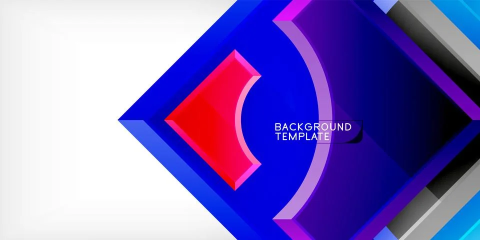 Arrow with round elements. Color geometric shapes background. Vector Stock Illustration