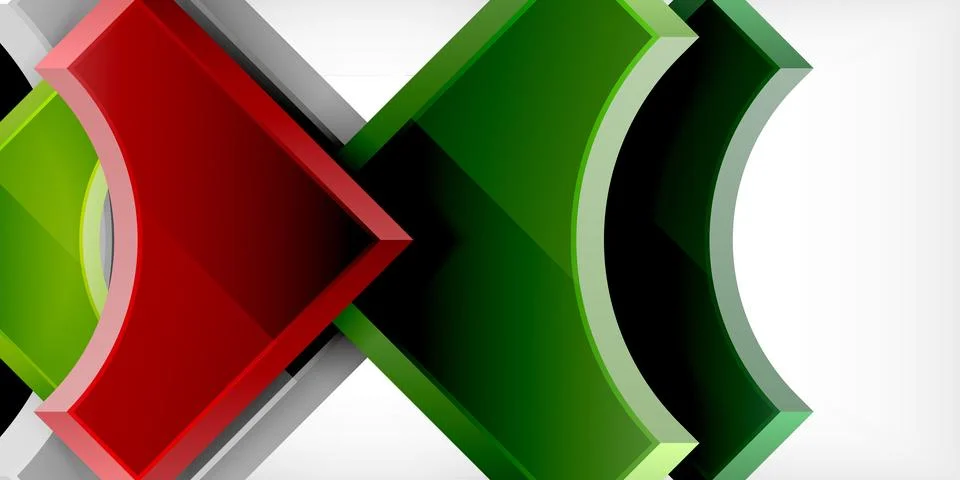 Arrow with round elements. Color geometric shapes background. Vector Stock Illustration