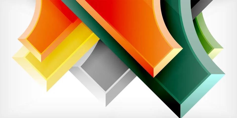 Arrow with round elements. Color geometric shapes background. Vector Illustrazione stock