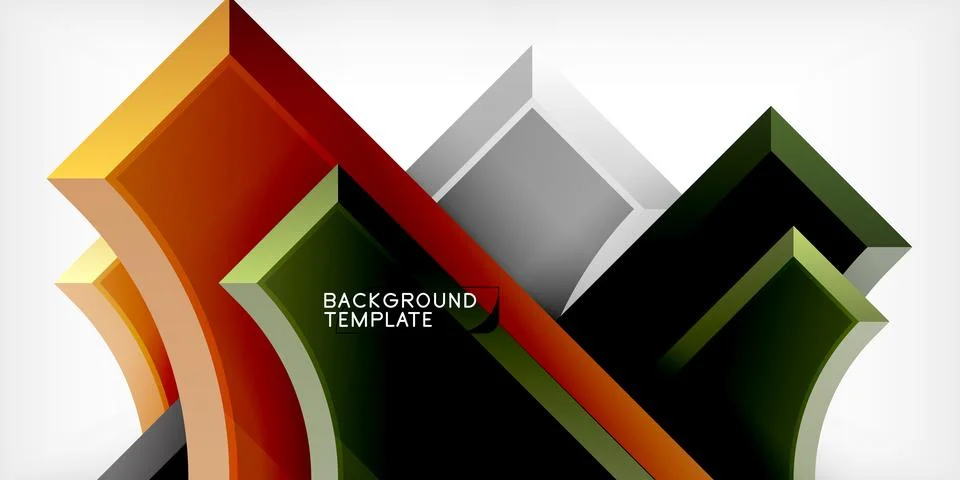 Arrow with round elements. Color geometric shapes background. Vector Illustrazione stock