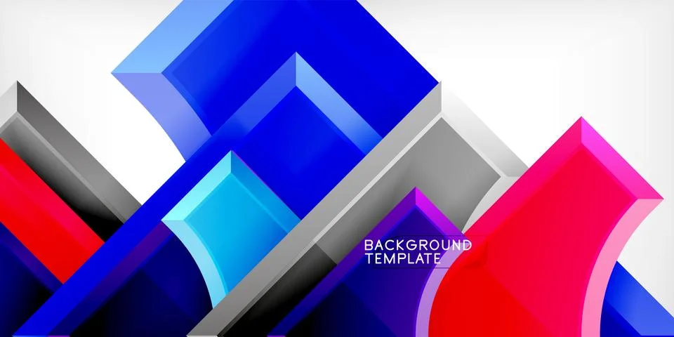Arrow with round elements. Color geometric shapes background. Vector Illustrazione stock
