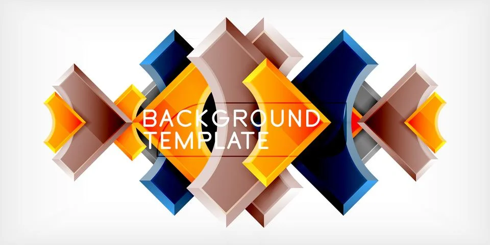 Arrow with round elements. Color geometric shapes background. Vector Stock Illustration