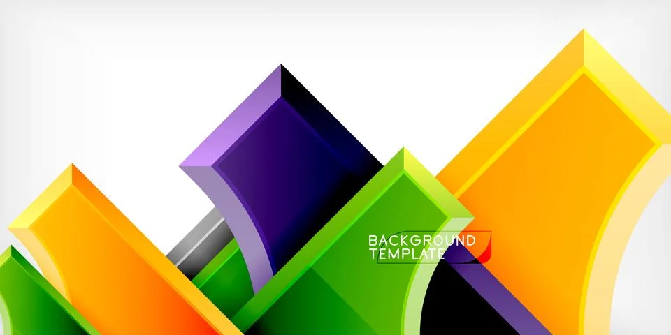 Arrow with round elements. Color geometric shapes background. Vector Stock Illustration