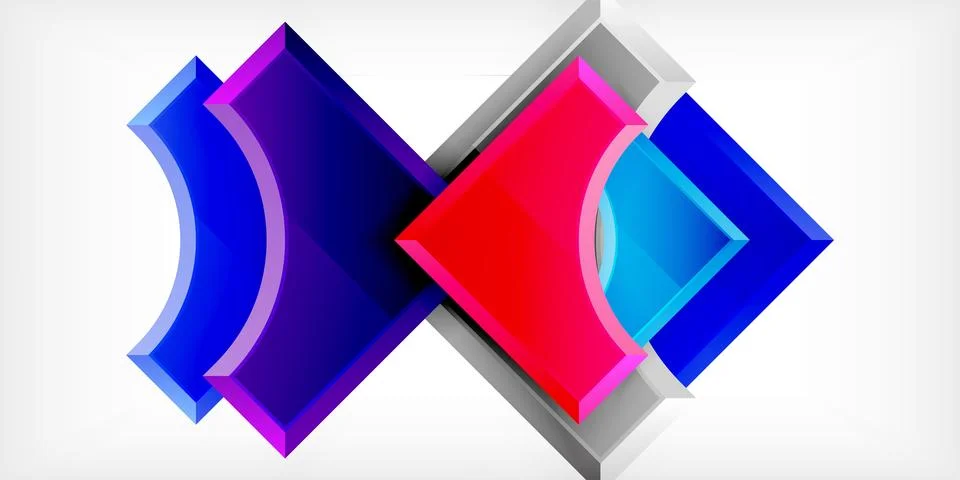 Arrow with round elements. Color geometric shapes background. Vector Stock Illustration