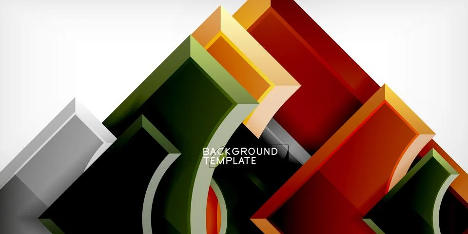 Arrow with round elements. Color geometric shapes background. Vector Stock Illustration