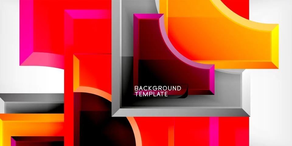 Arrow with round elements. Color geometric shapes background. Vector Stock Illustration