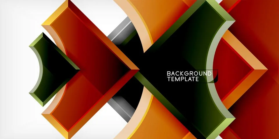 Arrow with round elements. Color geometric shapes background. Vector Illustrazione stock