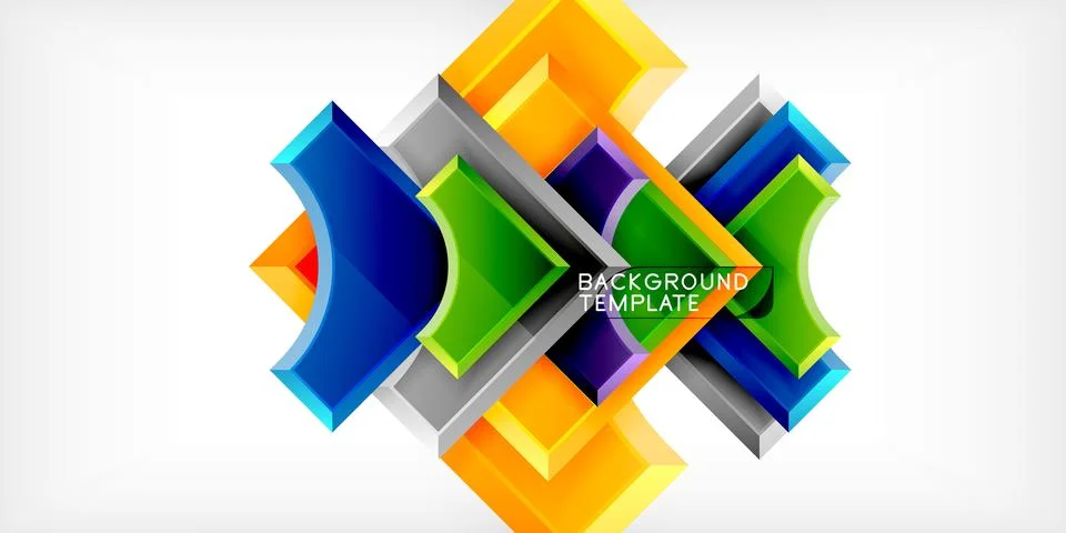 Arrow with round elements. Color geometric shapes background. Vector Stock Illustration