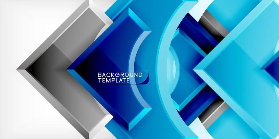Arrow with round elements. Color geometric shapes background. Vector 스톡 일러스트