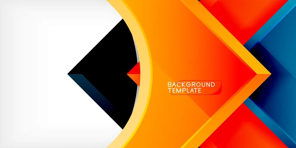 Arrow with round elements. Color geometric shapes background. Vector Stock Illustration