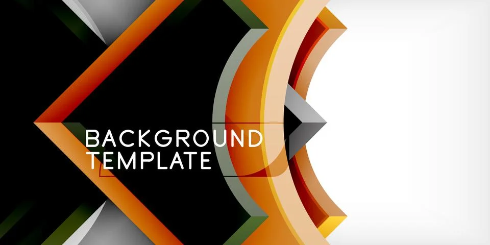 Arrow with round elements. Color geometric shapes background. Vector Stock Illustration