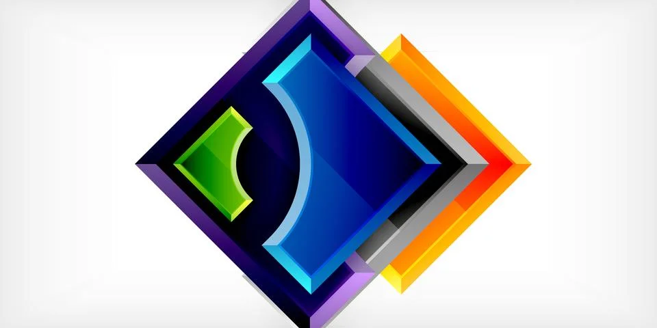 Arrow with round elements. Color geometric shapes background. Vector Illustrazione stock