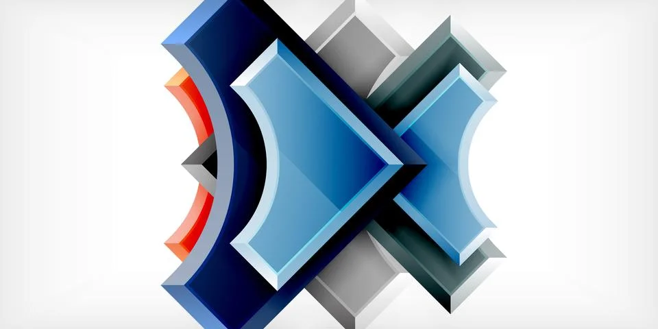 Arrow with round elements. Color geometric shapes background. Vector Illustrazione stock