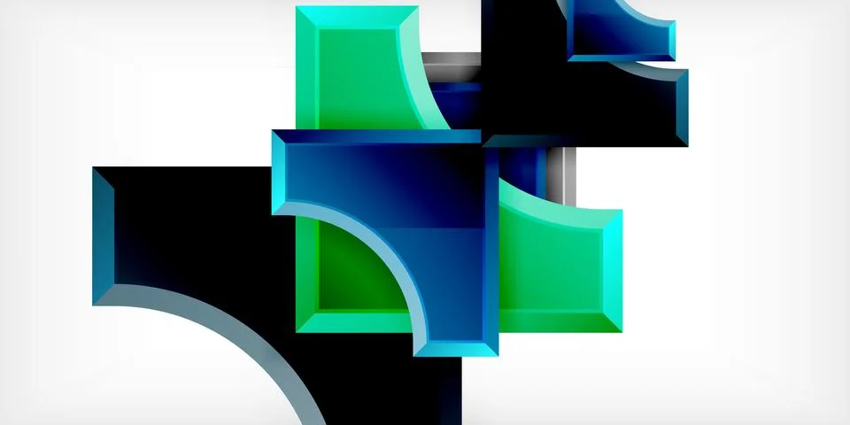 Arrow with round elements. Color geometric shapes background. Vector Stock Illustration