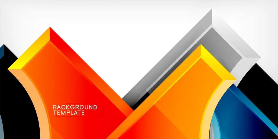 Arrow with round elements. Color geometric shapes background. Vector 스톡 일러스트