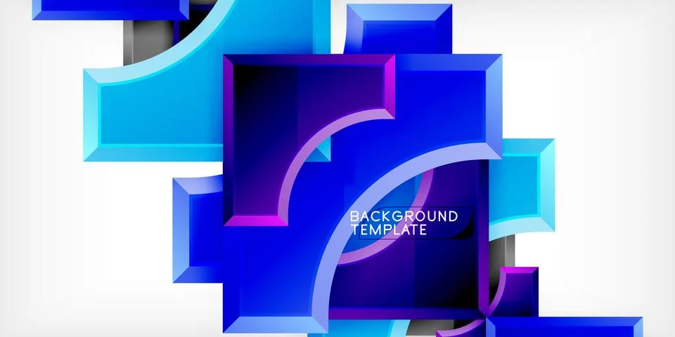 Arrow with round elements. Color geometric shapes background. Vector Illustrazione stock