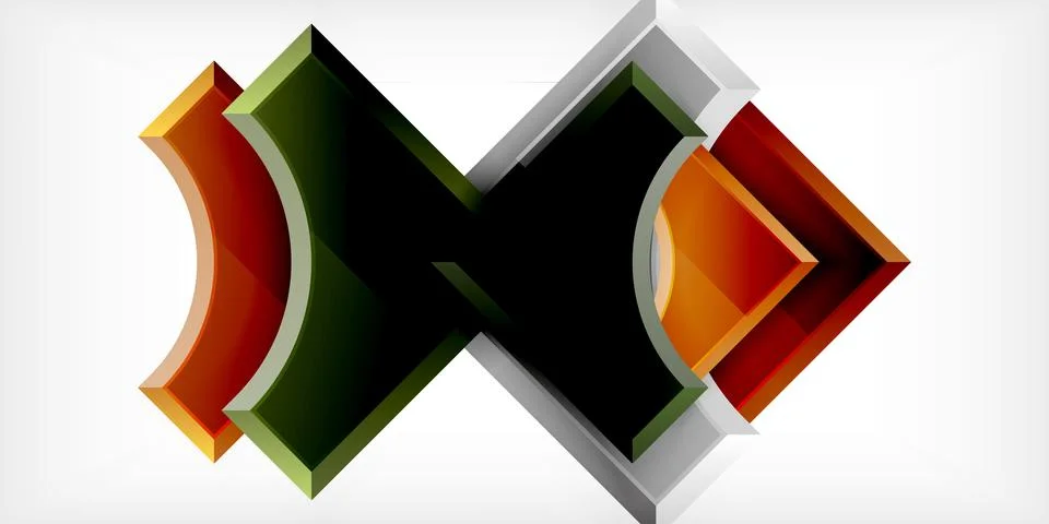 Arrow with round elements. Color geometric shapes background. Vector 스톡 일러스트