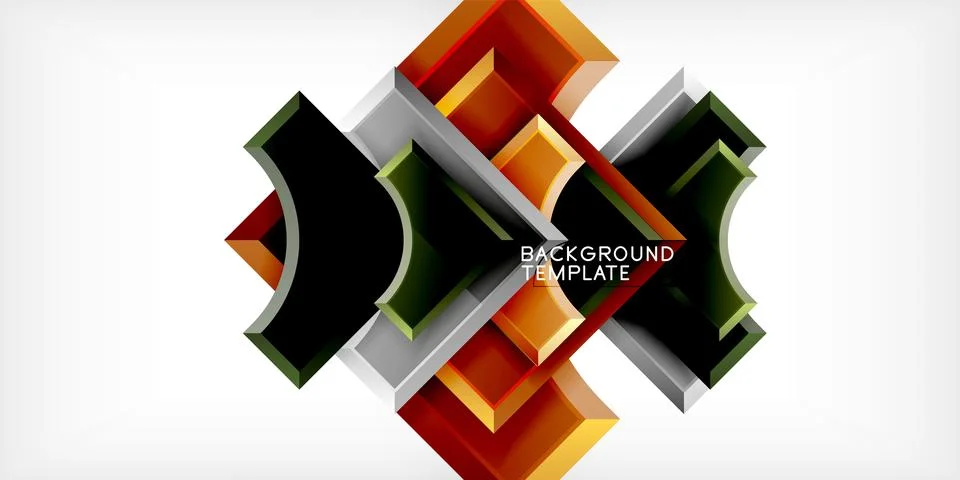 Arrow with round elements. Color geometric shapes background. Vector Stock Illustration