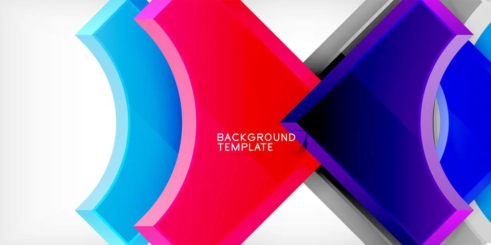 Arrow with round elements. Color geometric shapes background. Vector Stock Illustration