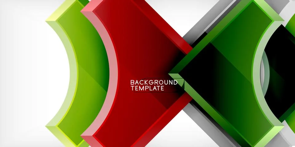 Arrow with round elements. Color geometric shapes background. Vector Illustrazione stock