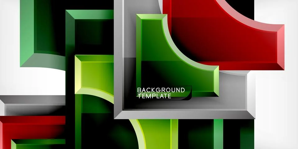 Arrow with round elements. Color geometric shapes background. Vector Illustrazione stock
